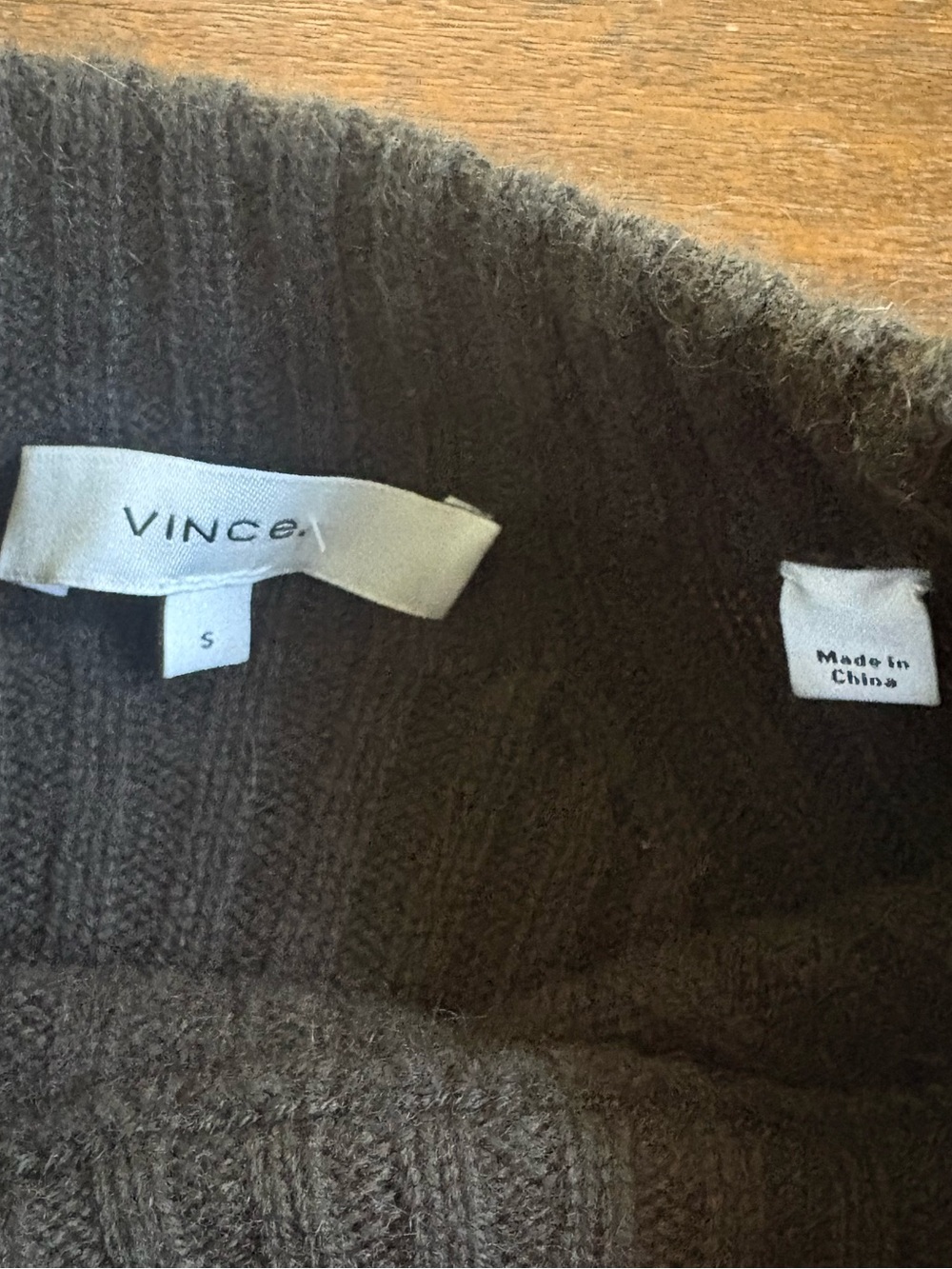 VINCE Ribbed Wool & Cashmere Mock Neck Sweater Size Small Olive Green MSRP $365 - Picture 3 of 9